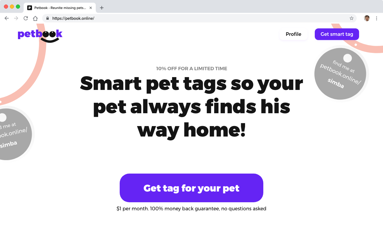 Screenshot of Petbook Website