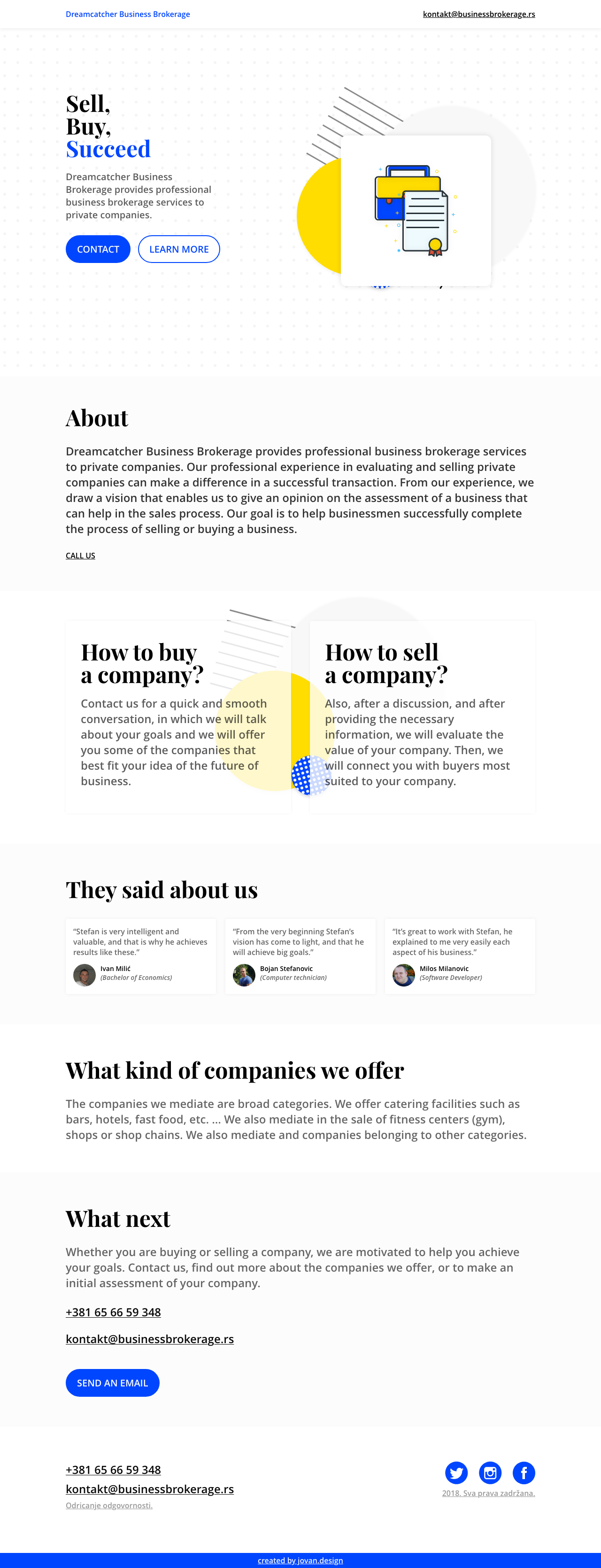 Landing Page for a Business Brokerage Startup | Landing page for business brokerage company based in Serbia | Landing page Landing Page for a Business Brokerage Startup | Landing page for business brokerage company based in Serbia | Serbia, Europe